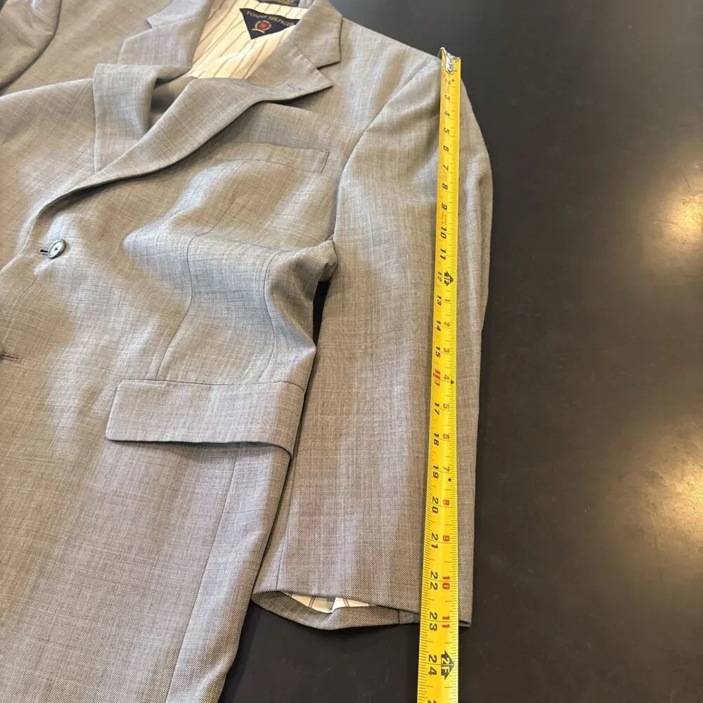TOMMY HILFIGER Everyday Tan Virgin Wool Suit Sz42R Vintage Made In USA Americana